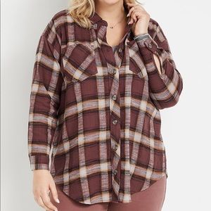 Plus Size Oversized Plaid Shirt